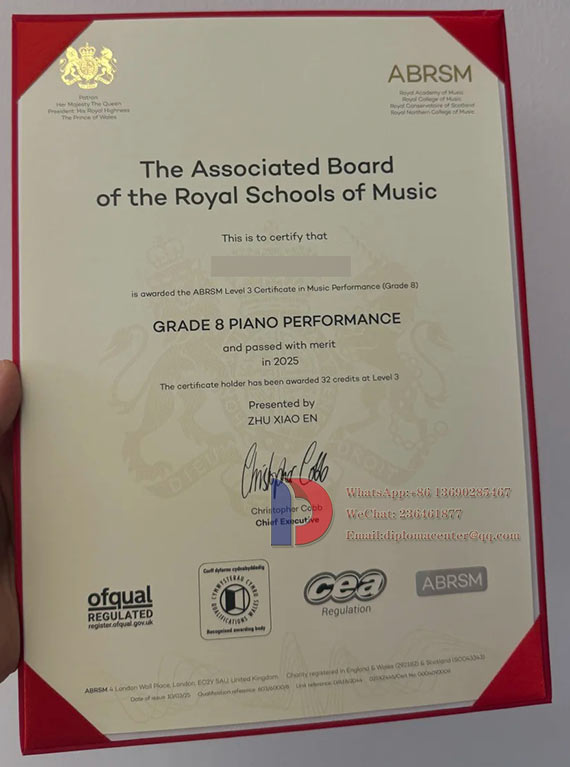 ABRSM 2025 certificate sample