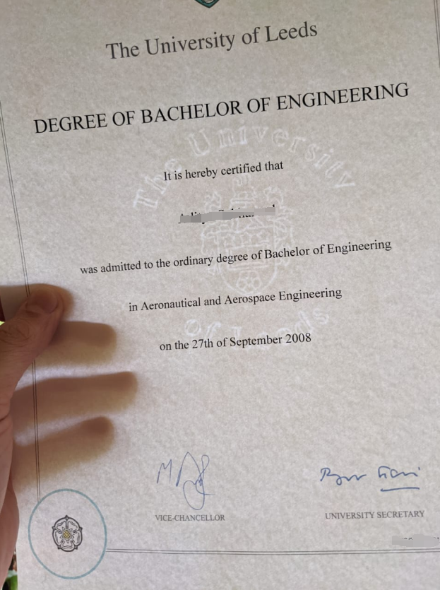 Sample of the University of Leeds diplomas in 2008