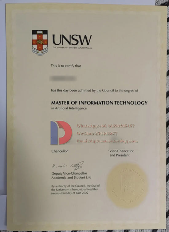 Sample UNSW diploma 2022