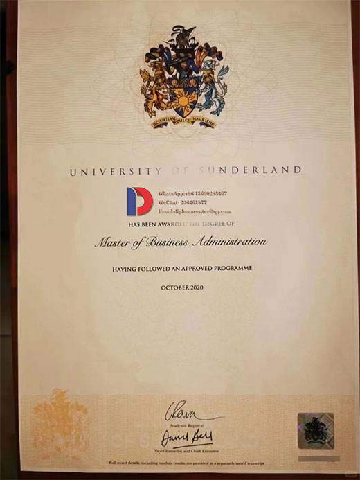 Sample of Sunderland University's 2020 degree