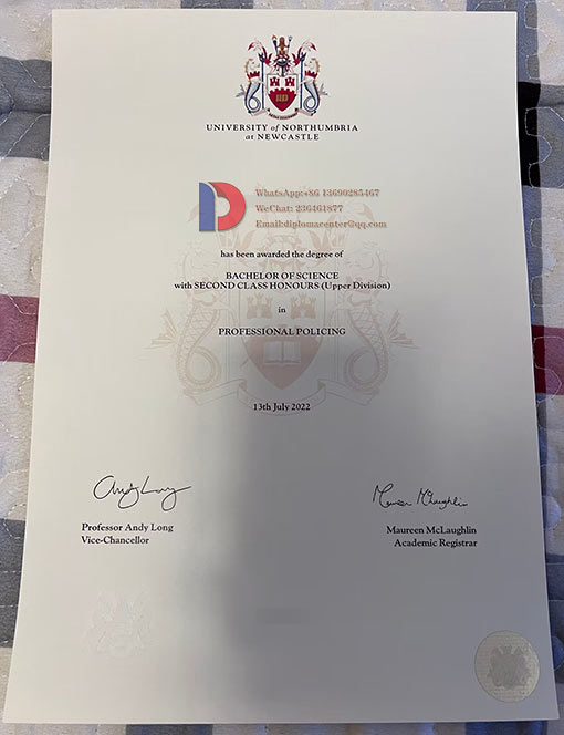 Sample of Bachelor of Science Degree from Northumbria University in 2022