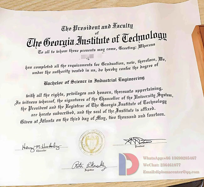 Georgia Institute of Technology - Master of Science in Industrial Engineering degree sample