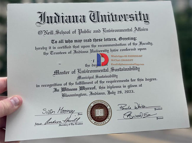 2023 Indiana University Degree Certificates Sample