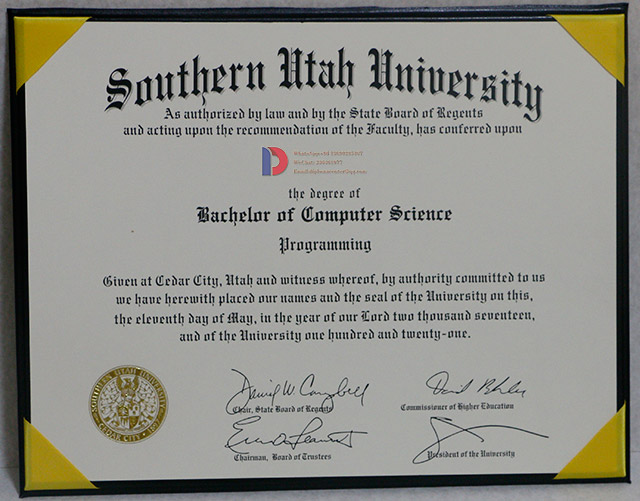 Sample of the Computer Science Degree from Southern Utah University in 2017