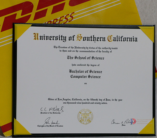 Degree sample from the University of Southern California
