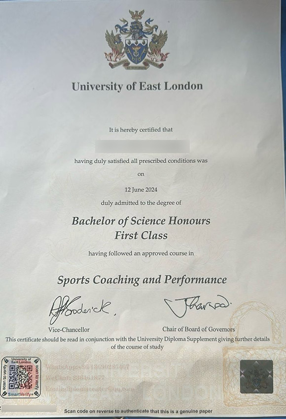 Sample case of the Bachelor of Science degree from the University of East London in 2024