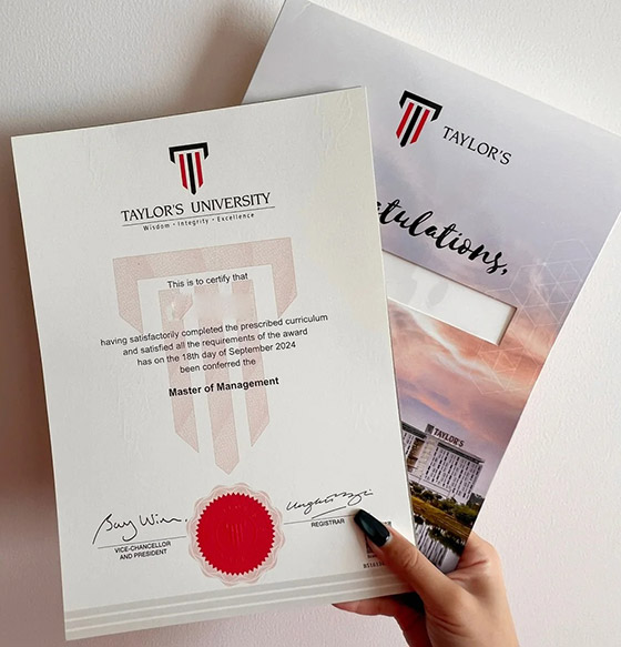 2024 Taylor's University Master's Degree Sample