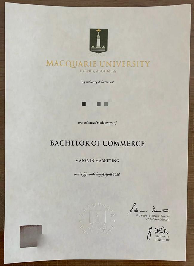 Sample of Bachelor of Business Degree from Macquarie University in 2020