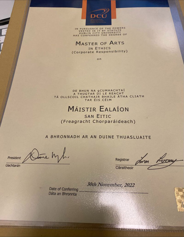 DCU 2022 Certificate Sample