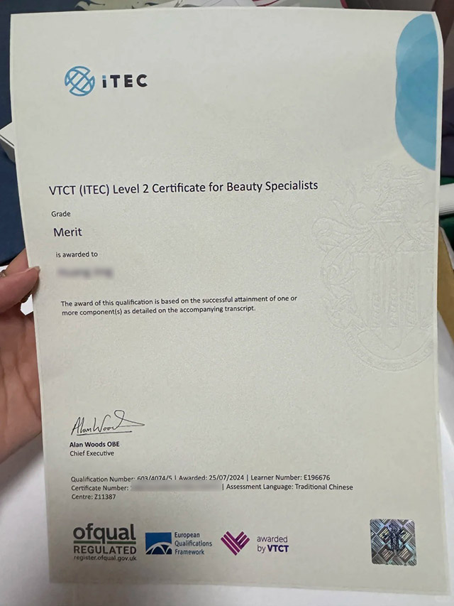VTCT (ITEC) Beauty Technician Level 2 Certificate