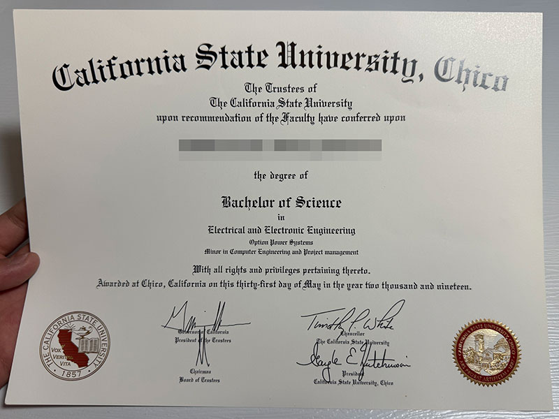 Certificate from California State University, Chico