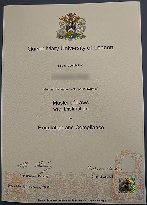 Degree sample from Queen Mary University of London in 2026