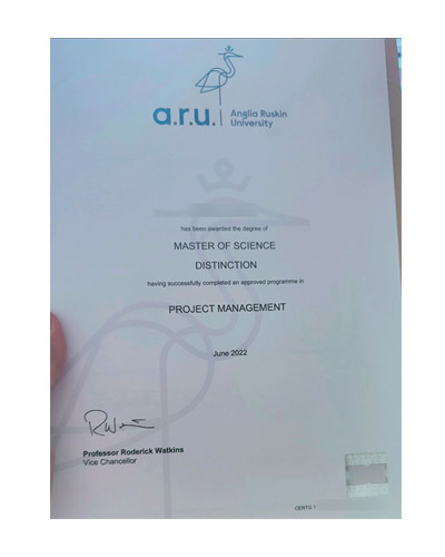 The latest sample of the Anglia Ruskin University degree