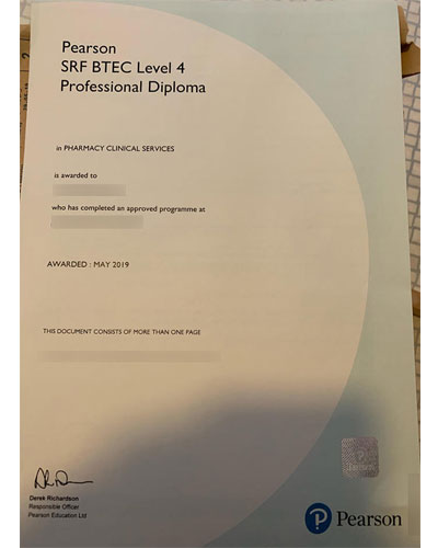How do I get my Pearso BTEC Level 4 diploma  certificate?